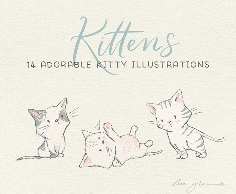 Spring kitten clipart set: kittens & butterflies clip art, cat clipart, instant download kitten clipart with PNG files for commercial use image 4