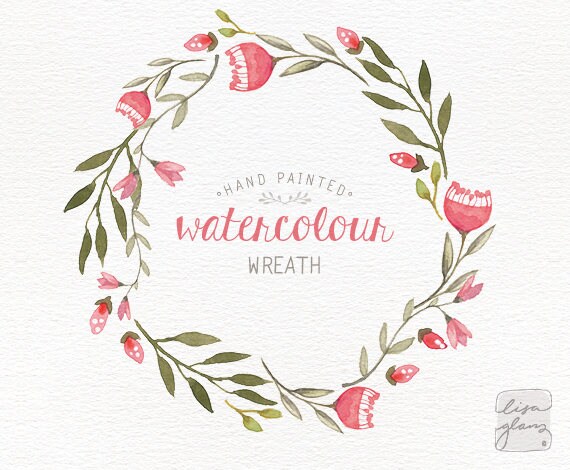 Watercolor wreath: 1 PNG floral wreath clipart / Wedding | Etsy