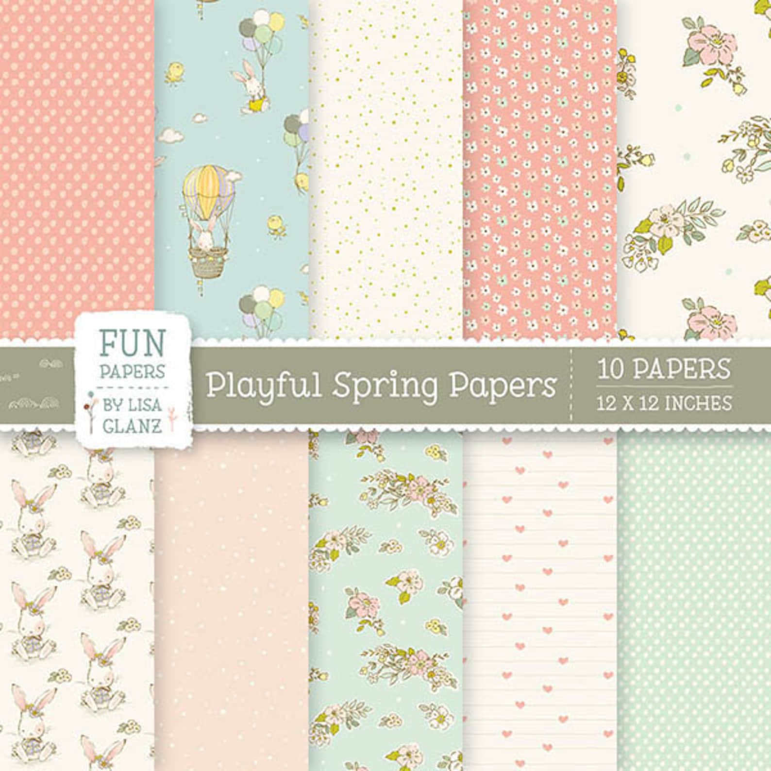 Spring Printable Papers Playful Spring Digital Download | Etsy