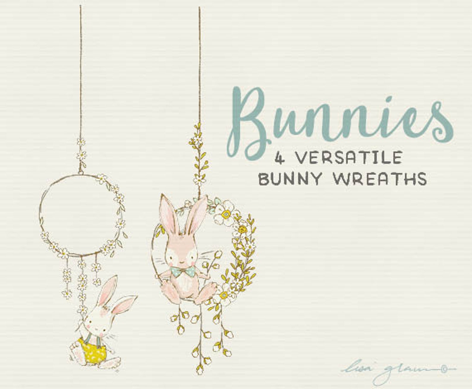 Spring Bunny Clipart Set: Bunnies Clip Art Sweet Clipart | Etsy