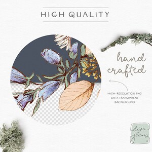 Hand Drawn Botanical Clipart Wreath: oval shape floral and green leafy hand-drawn wreath clipart perfect for modern wedding stationery image 2