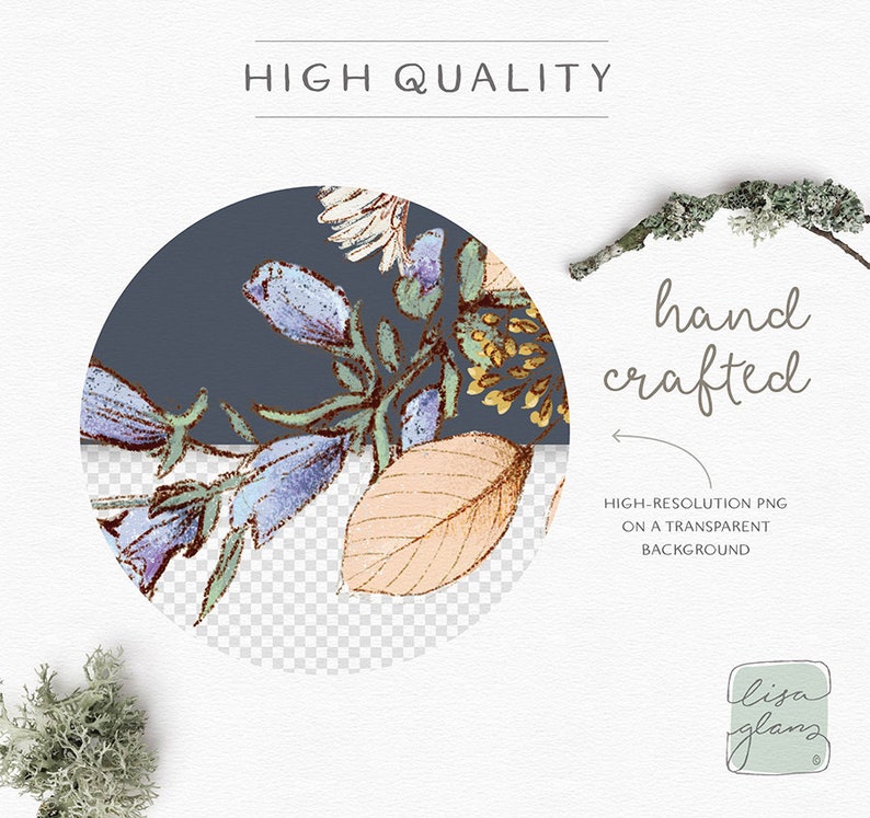 Hand Drawn Botanical Clipart Wreath: oval shape floral and green leafy hand-drawn wreath clipart perfect for modern wedding stationery image 2