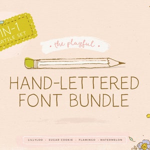 Schriftart: 4-in-1 Playful Hand-Lettered Font Bundle / Schriftarten / handgeschrieben / Kalligrafie / Schreibschrift / rustikale Schriftarten