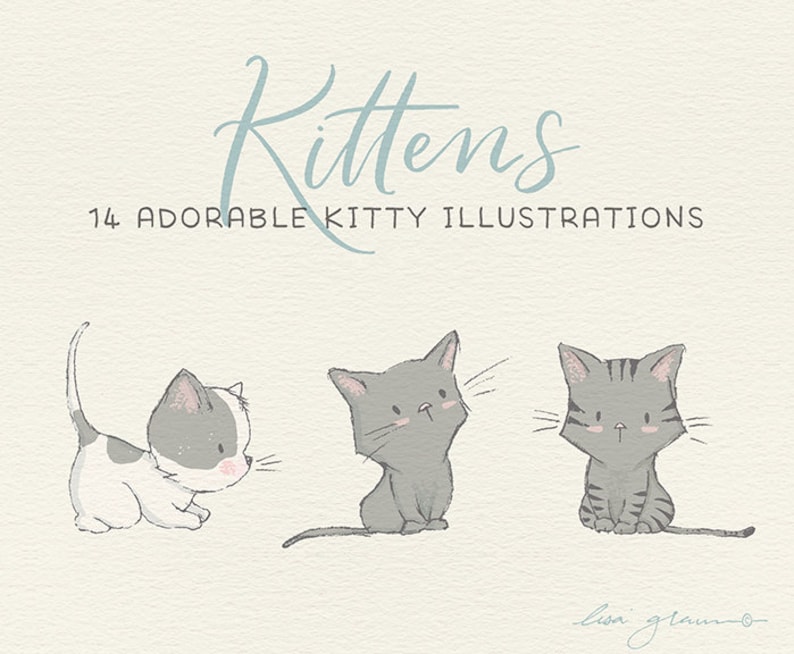 Spring kitten clipart set: kittens & butterflies clip art, cat clipart, instant download kitten clipart with PNG files for commercial use image 3