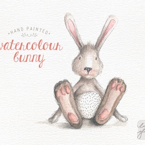 Conejito acuarela: clipart animal / impresión de conejito / clip art caprichoso / uso comercial / arte infantil / decoración infantil / CM0076-bunny