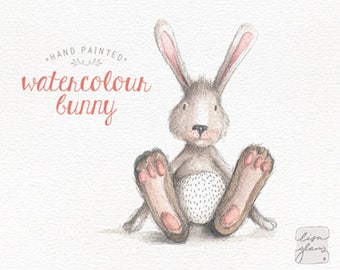 Watercolor bunny rabbit: animal clipart / bunny print / whimsical clip art / commercial use / nursery art / children decor / CM0076-bunny