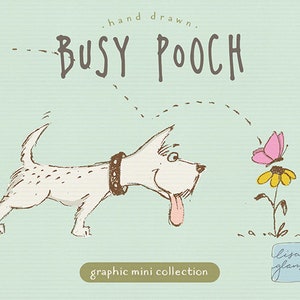 Busy pooch clipart set: cute dog clip art, animal clipart, instant download puppy clipart with PNG files for commercial use image 1