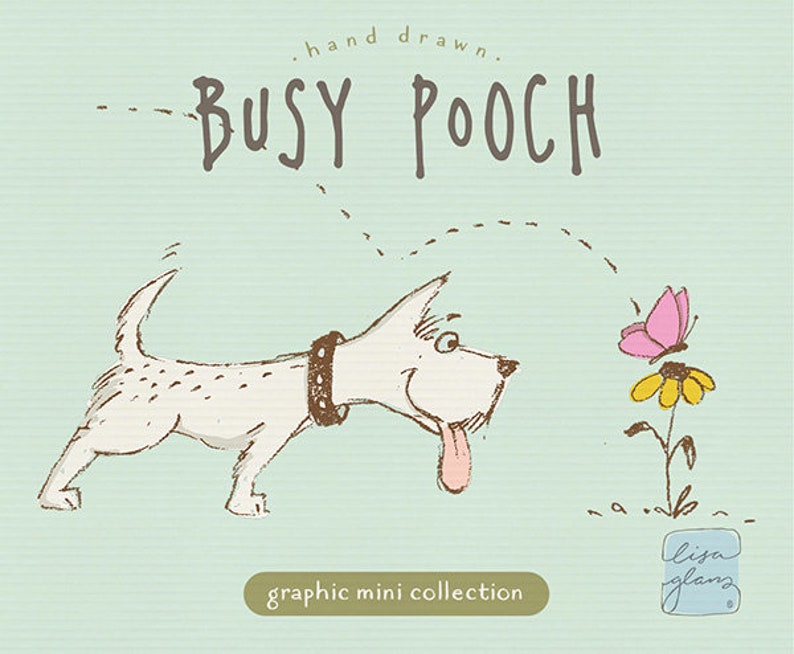 Busy pooch clipart set: cute dog clip art, animal clipart, instant download puppy clipart with PNG files for commercial use image 1