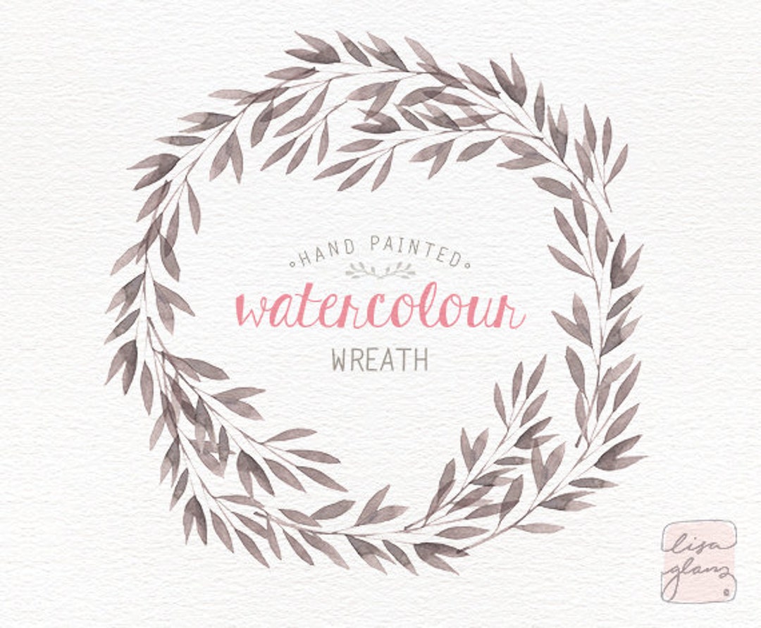 Hand Painted Watercolor Floral Wreath Clipart: Wedding Invitation ...