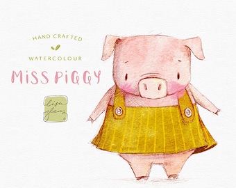 Akwarelowa świnia Klipart: Ręcznie malowane zwierzątko (PNG)