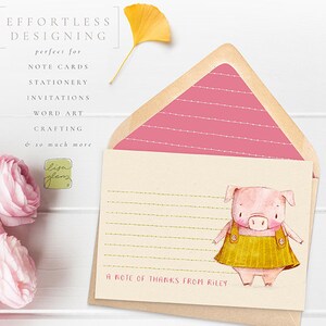 Watercolor pig: hand painted clipart / woodland nursery art / baby animal clip art / children's birthday / baby piglet birth announcement image 4