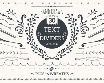 Text dividers and wreaths bundle pack / hand drawn decorative elements / chalkboard ornaments / blog graphics clip art / laurel clipart