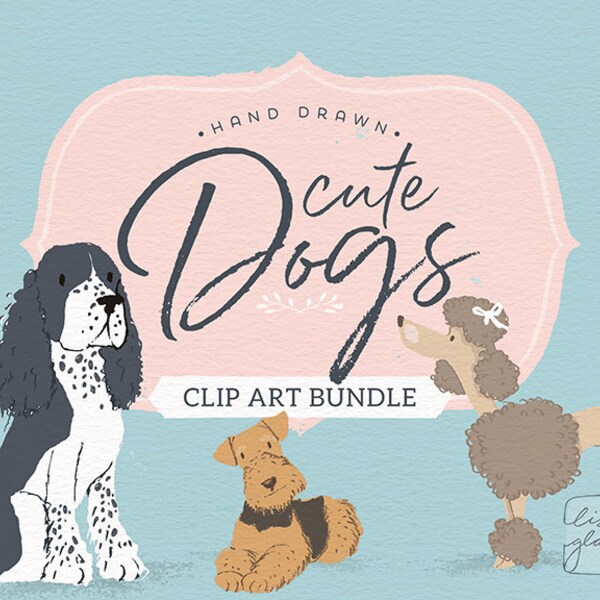 Adorable dog clipart - filled with many breeds like corgi clipart, poodles, scotty and more, perfect for dog lover projects and art prints