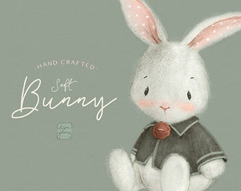 Akwarelowy króliczkowy clipart: Ręcznie malowana sztuka małych zwierzątek (PNG)