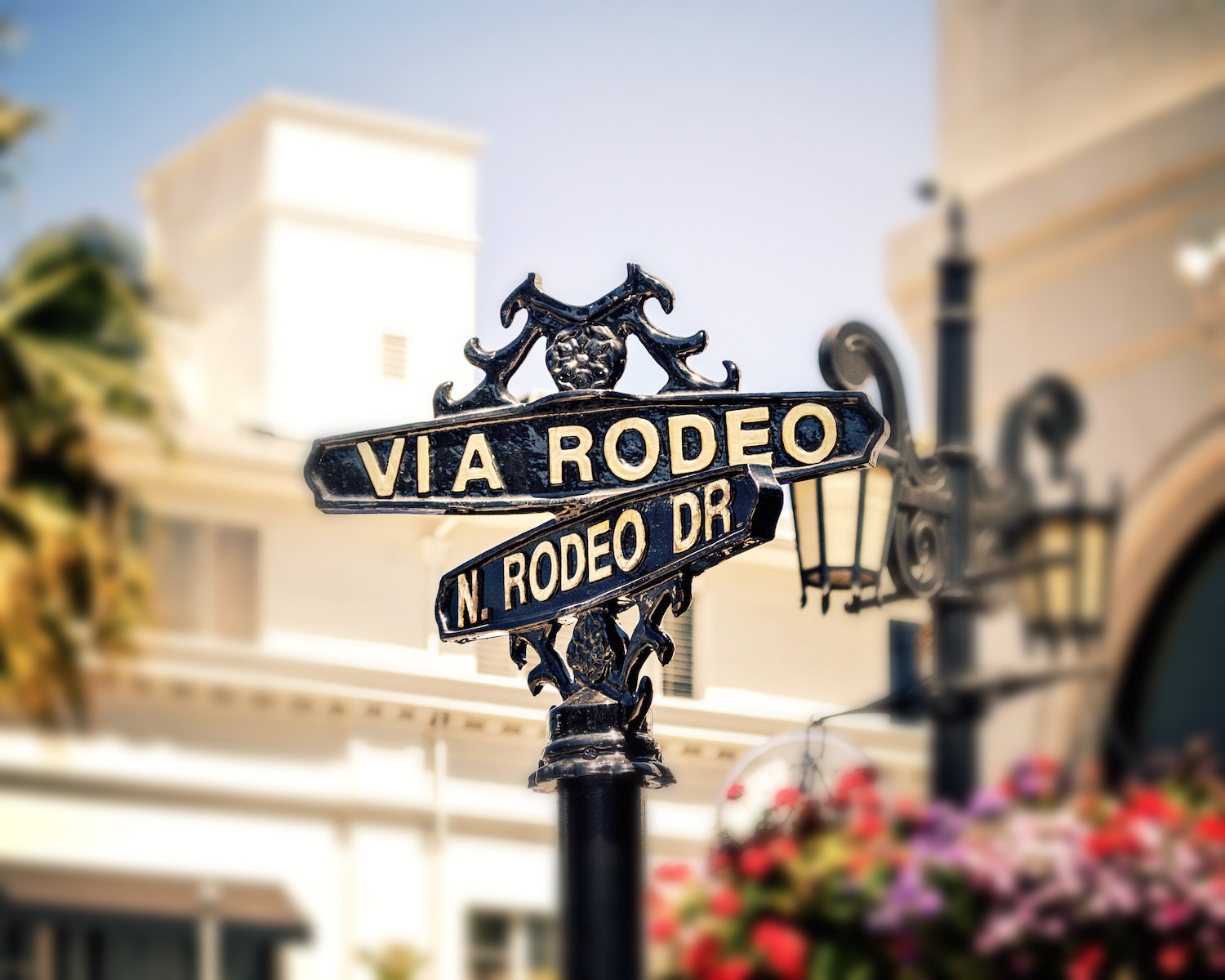 California, Los Angeles, Beverly Hills, Rodeo Drive Sign | Large Solid-Faced Canvas Wall Art Print | Great Big Canvas