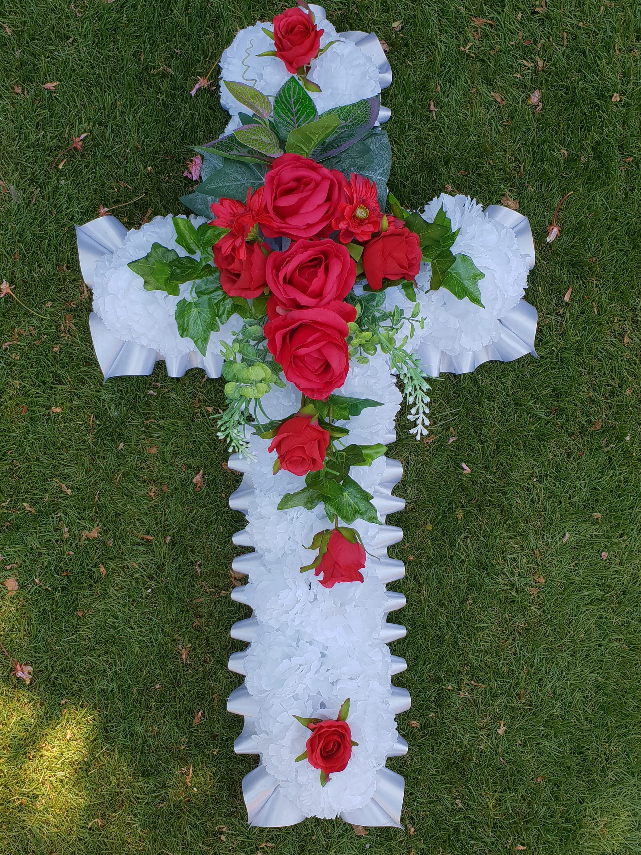 Cross 20 Silk Artificial Funeral Flowers Etsy UK