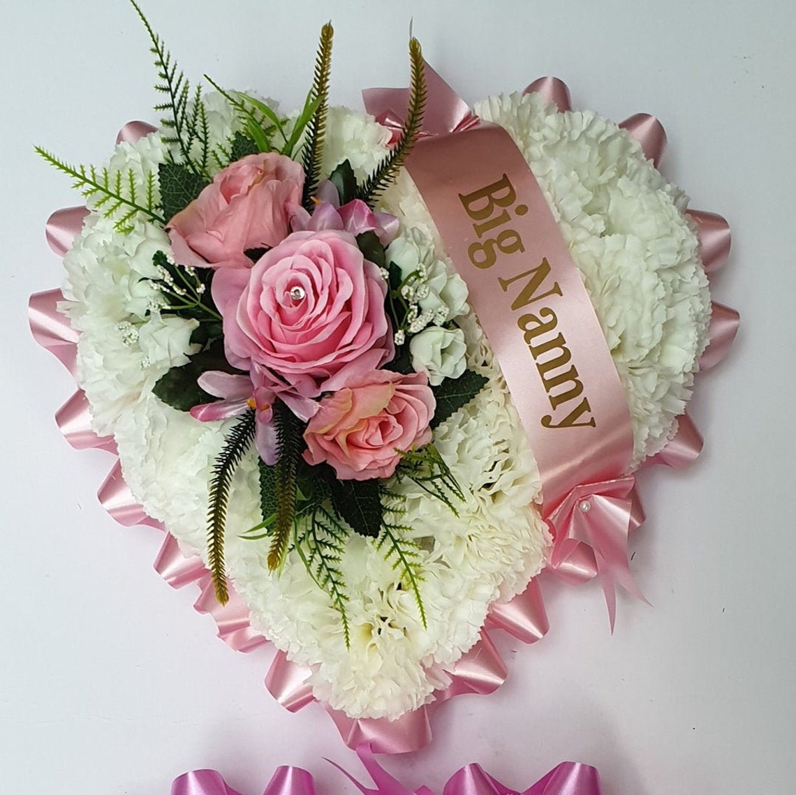 Stems Solid Heart Shape Silk Artificial Funeral Flowers Wreath/memorial ...