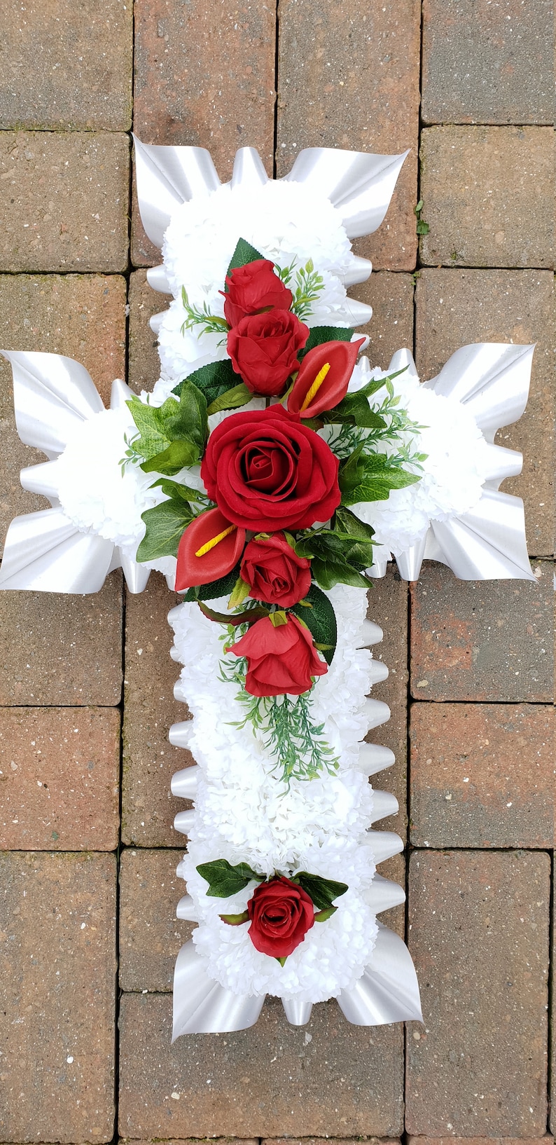 Stems Cream Cross 20 Silk Artificial Funeral Flowers Etsy Ireland