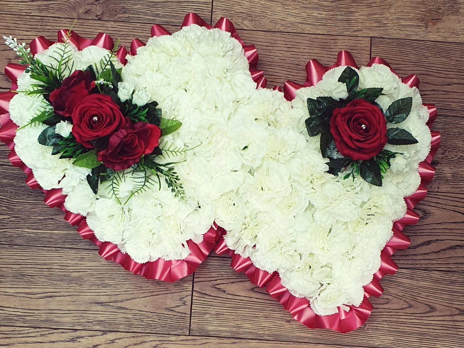 Double Heart, Silk Artificial Funeral Flowers Wreath/memorial/grave