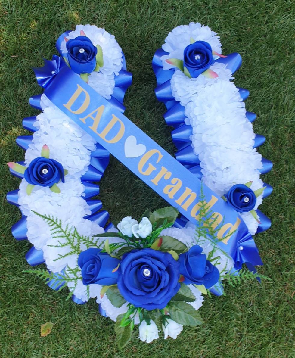 Horse Shoe Silk Artificial Funeral Flowers Etsy UK