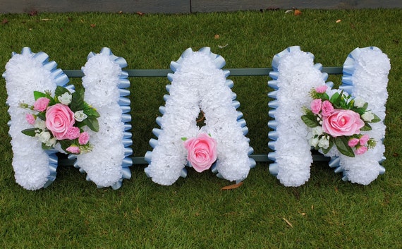 Nan Letters Name Silk Artificial Funeral Flowers Etsy