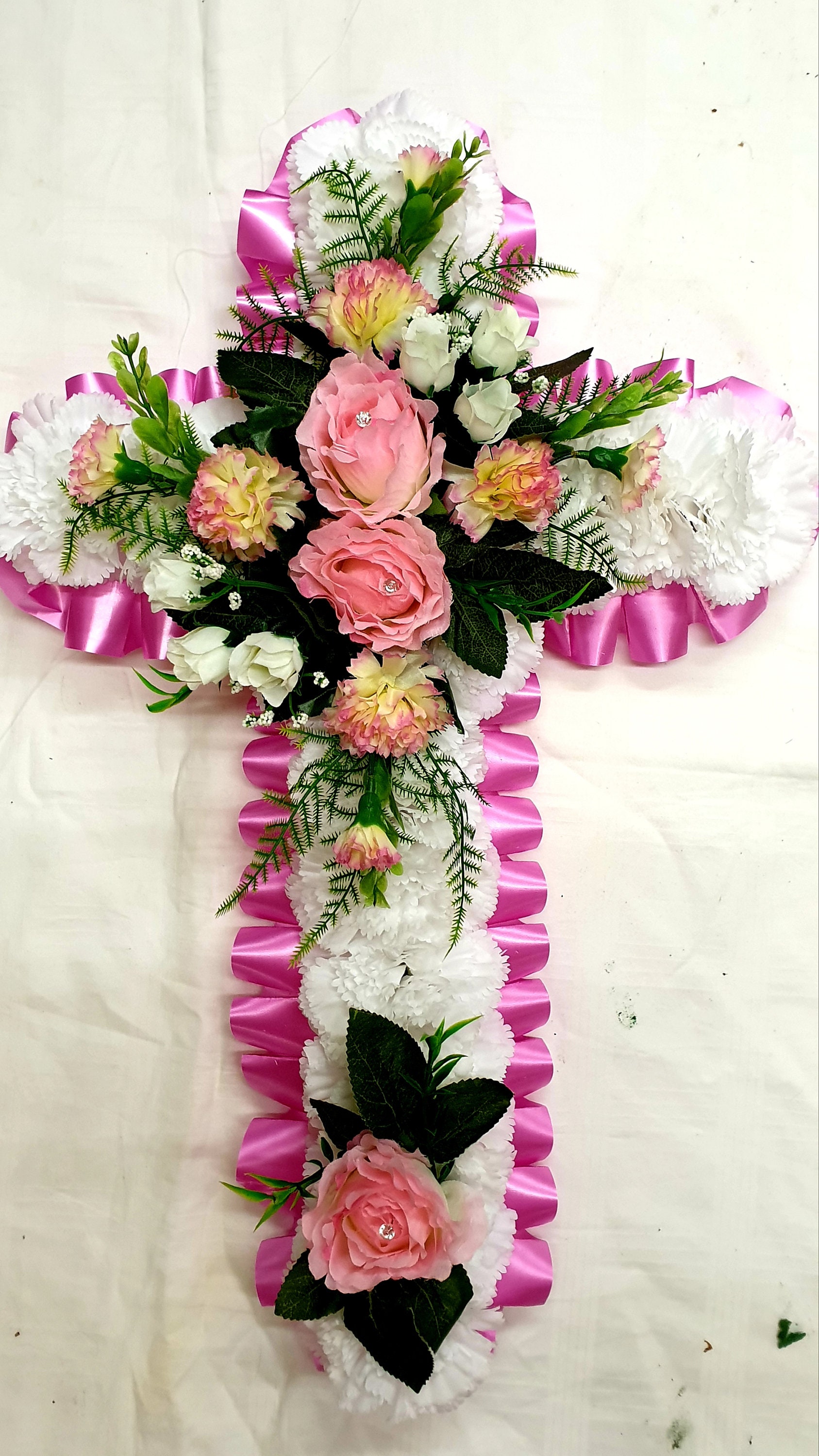 Cross 20 Silk Artificial Funeral Flowers Etsy UK