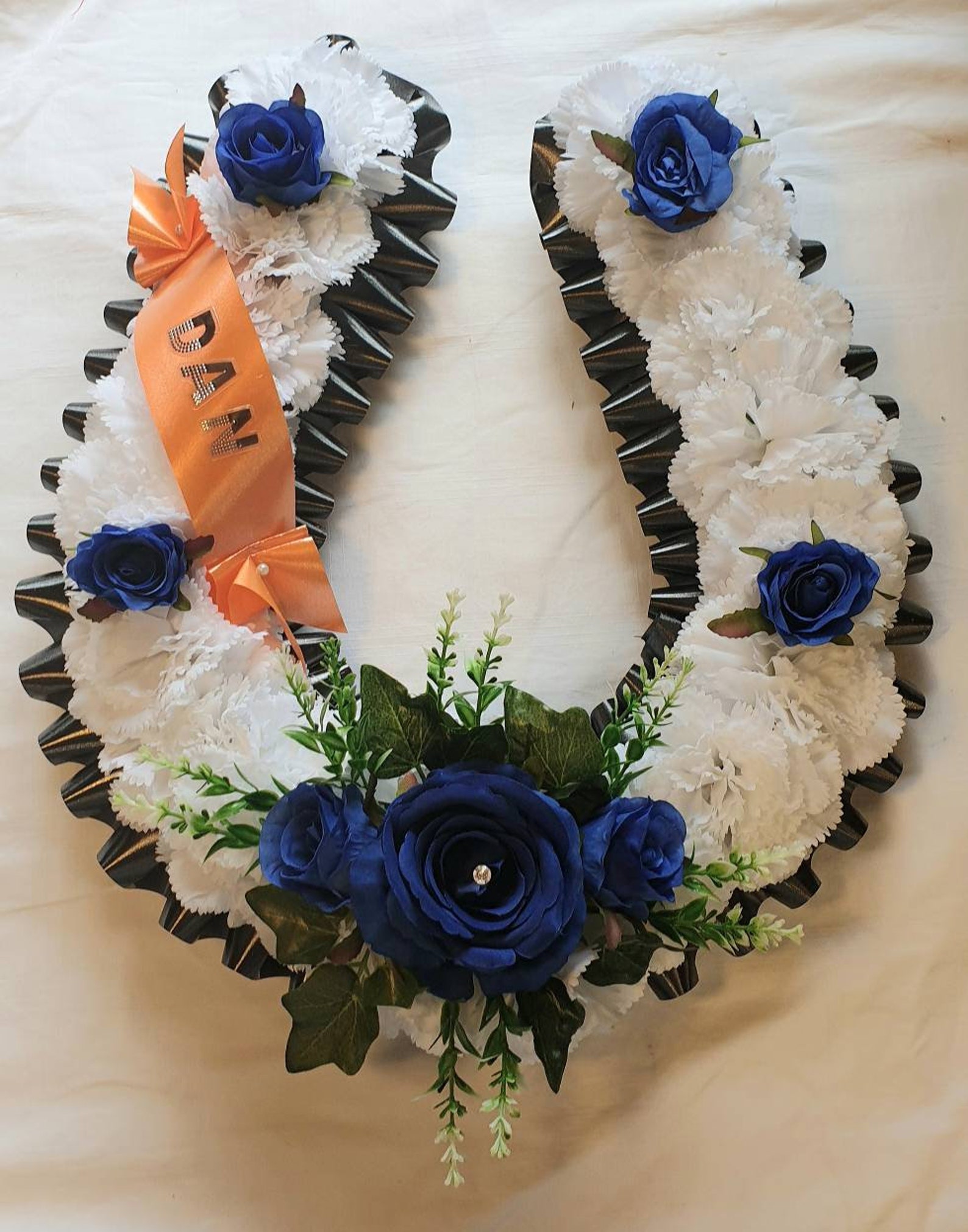 Horse Shoe Silk Artificial Funeral Flowers Etsy UK