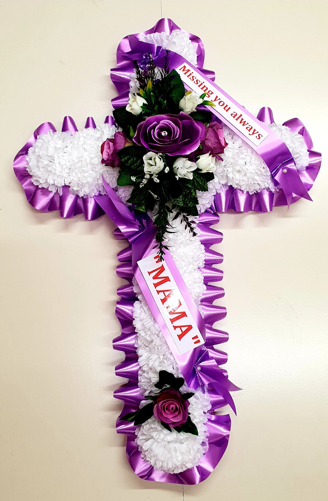 Stems Cross 20 Silk Artificial Funeral Flowers Etsy UK