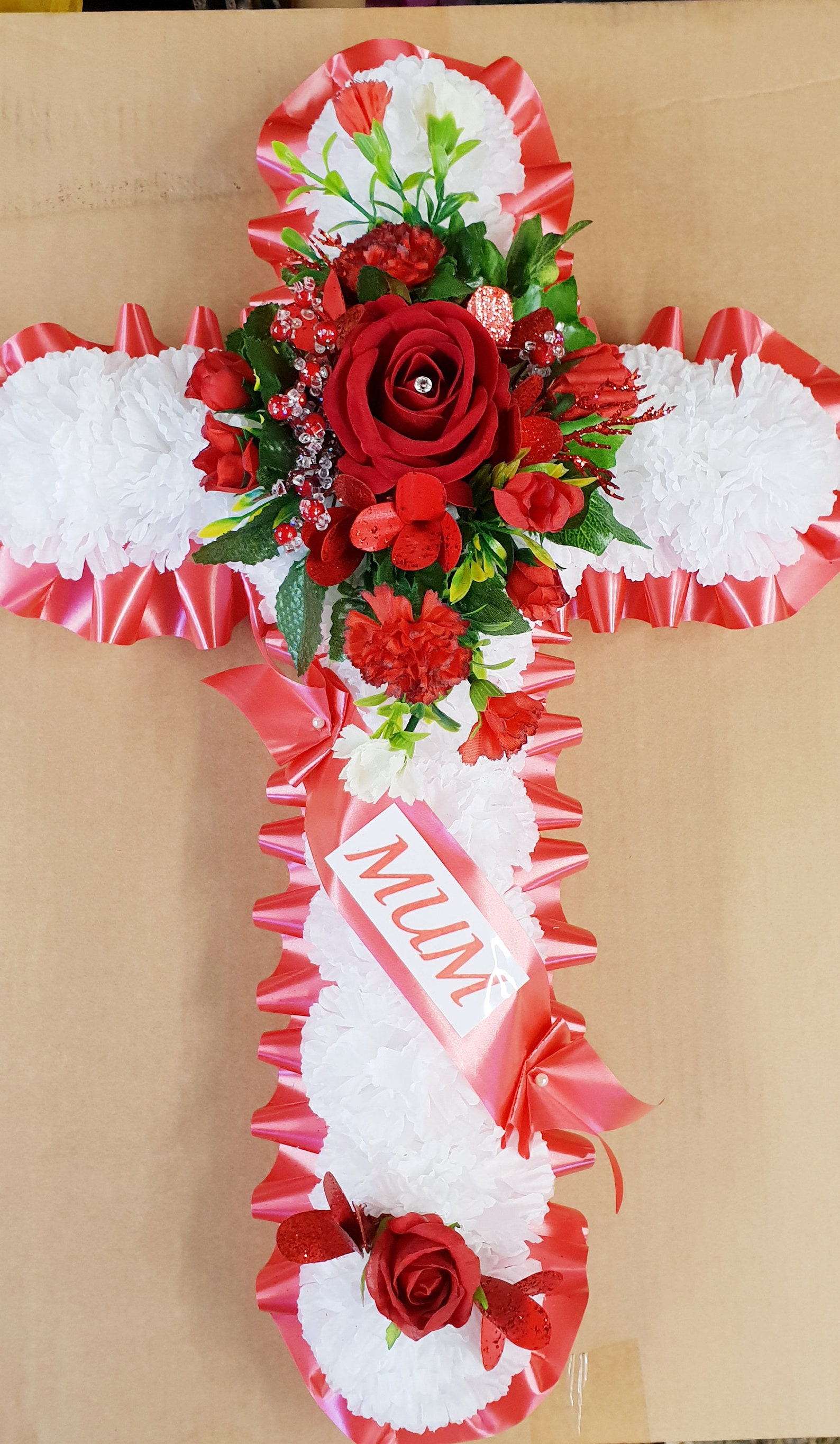 Stems Cross 20 Silk Artificial Funeral Flowers Etsy UK