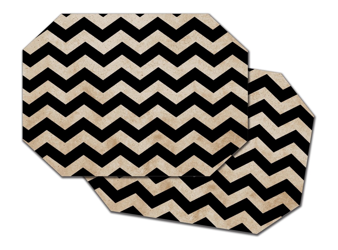 Black Chevron Placemats for Round Tables Tactile Basket Etsy