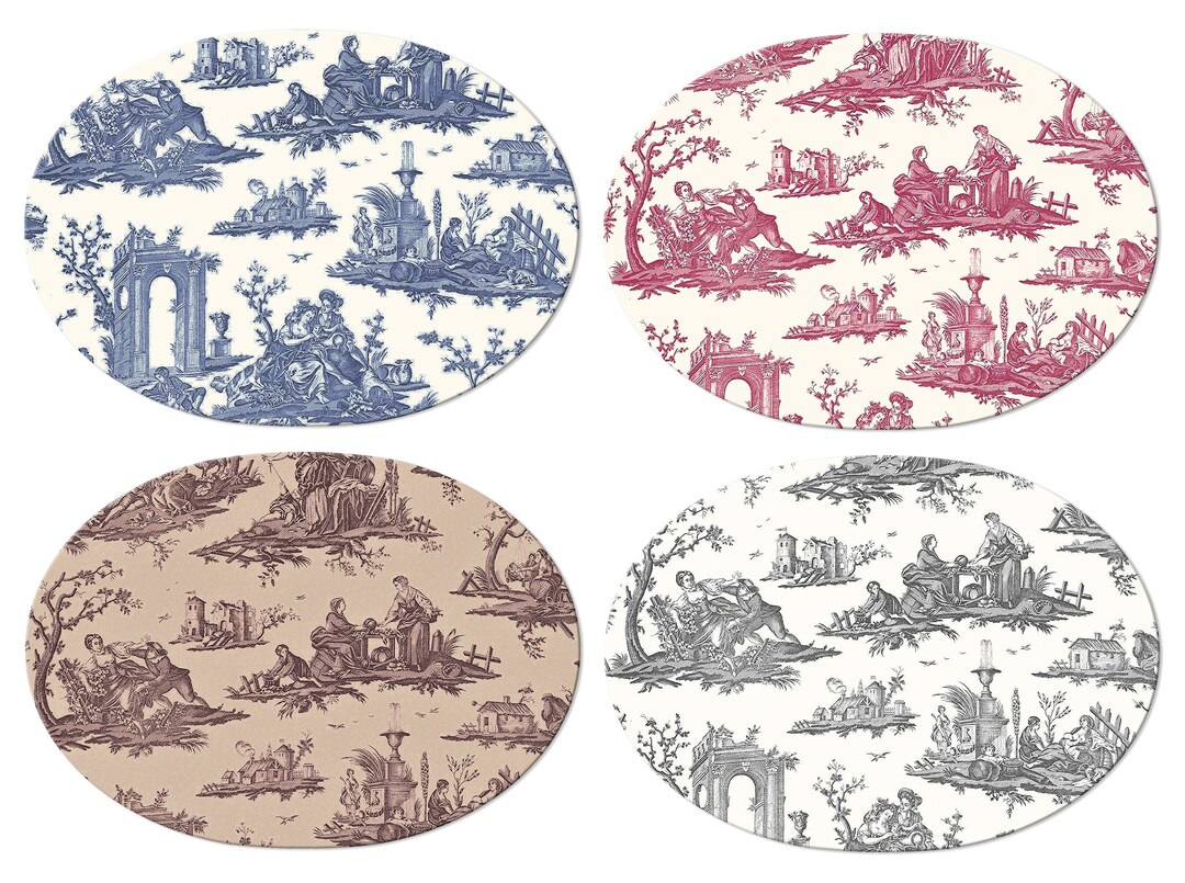 Fragonard Toile Round Oval Placemats for Round Tables Basket Etsy