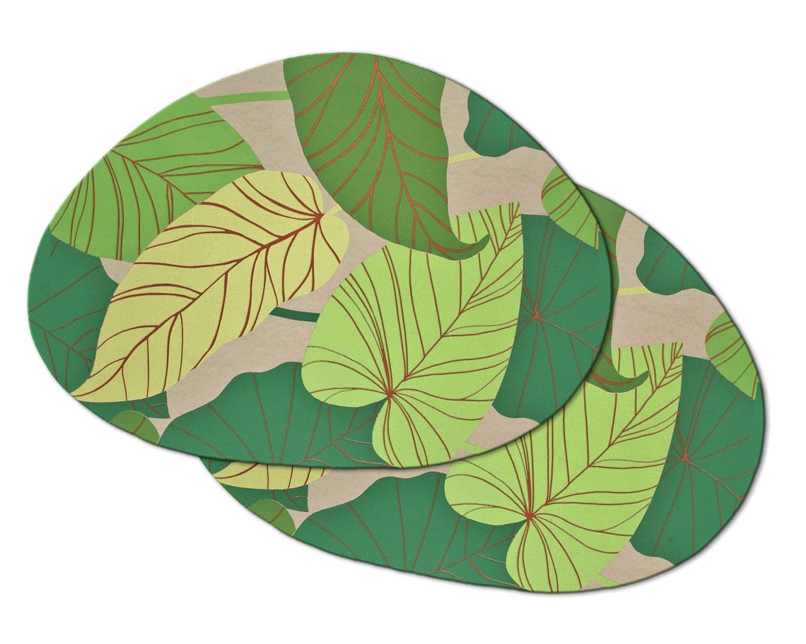 Tropical Leaf Oval Round Placemats for Round Tables Tactile Etsy