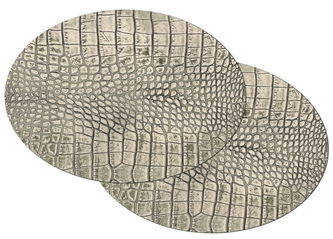 Faux Beige Gray Alligator Croco Placemat for Round Tables Etsy