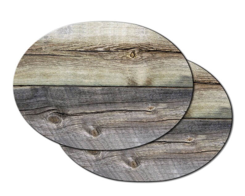 Faux Grey Wood Oval Round Placemats for Round Table Tactile Etsy New