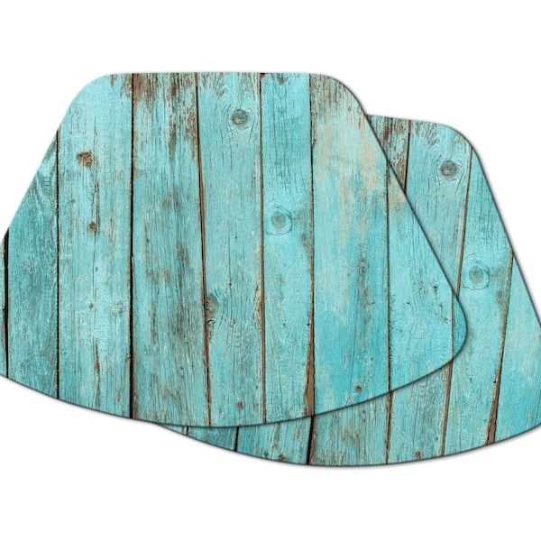 Wedge placemats Turquoise Wood For Round Table Tactile Basket texture Hemmed Edge , Waterproof Non Slip Wipe Clean