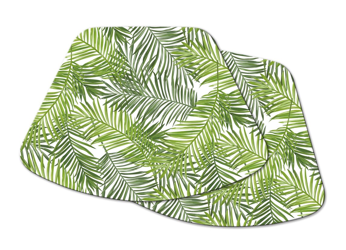 Tropical palm leaf Oval Round Placemats For Round Tables Etsy