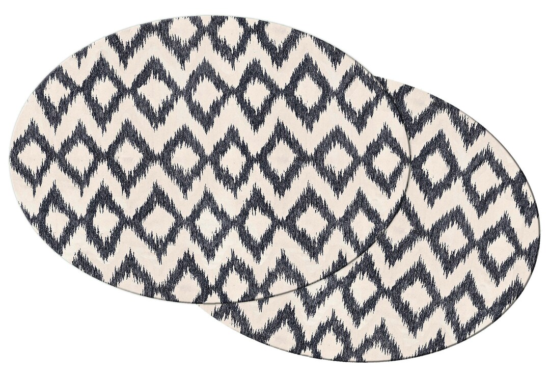 Navy Ikat Diamond Placemats for Round Tables Tactile Basket Etsy
