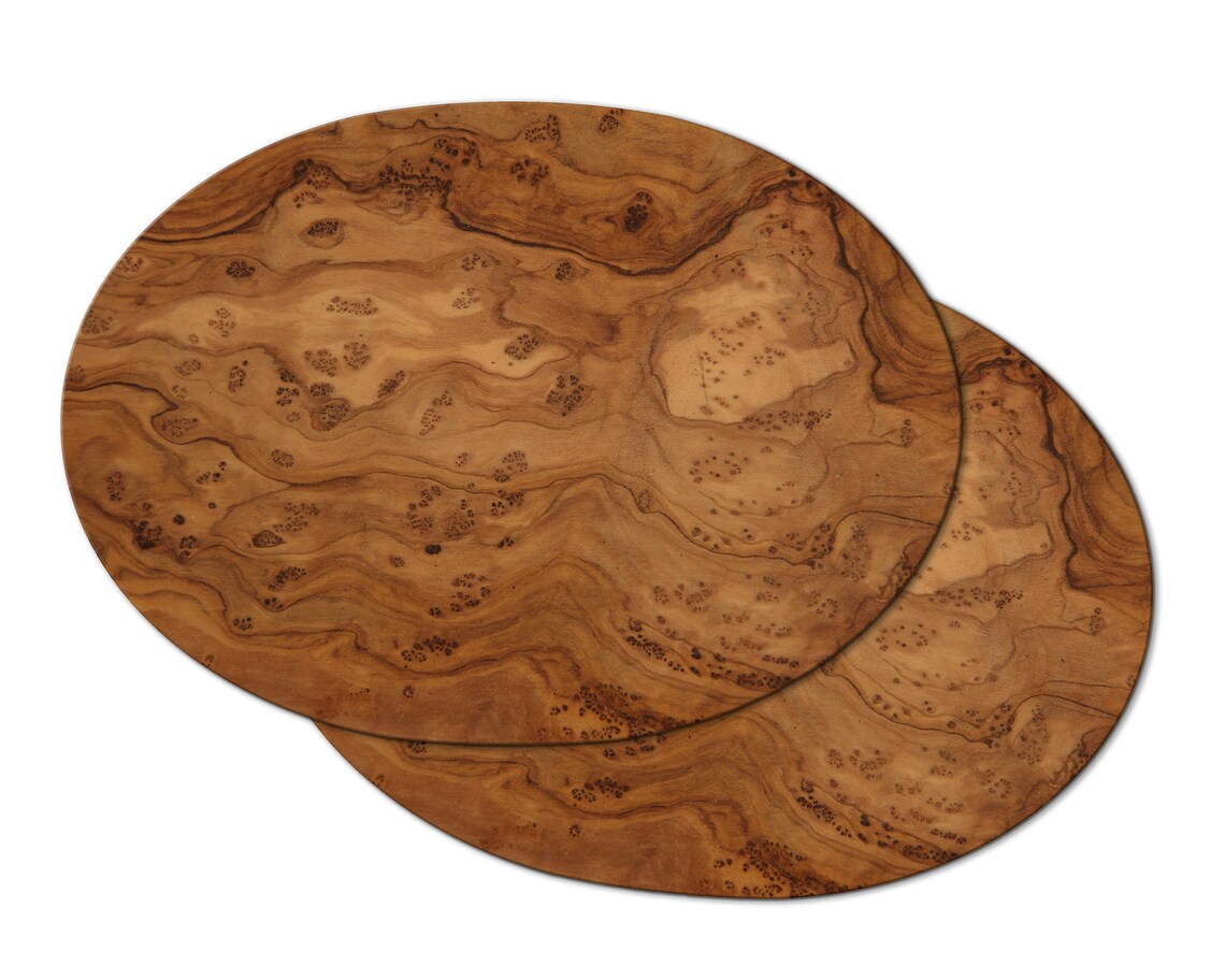 Faux Brown Burl Wood Oval Placemats For Round Table Tactile Etsy