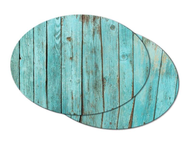Turquoise Wood Oval Round Placemats For Round Table Tactile Etsy