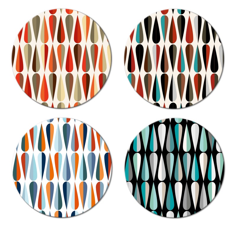 Mid Century Drops Motif Oval Round Placemats for Round Table Etsy