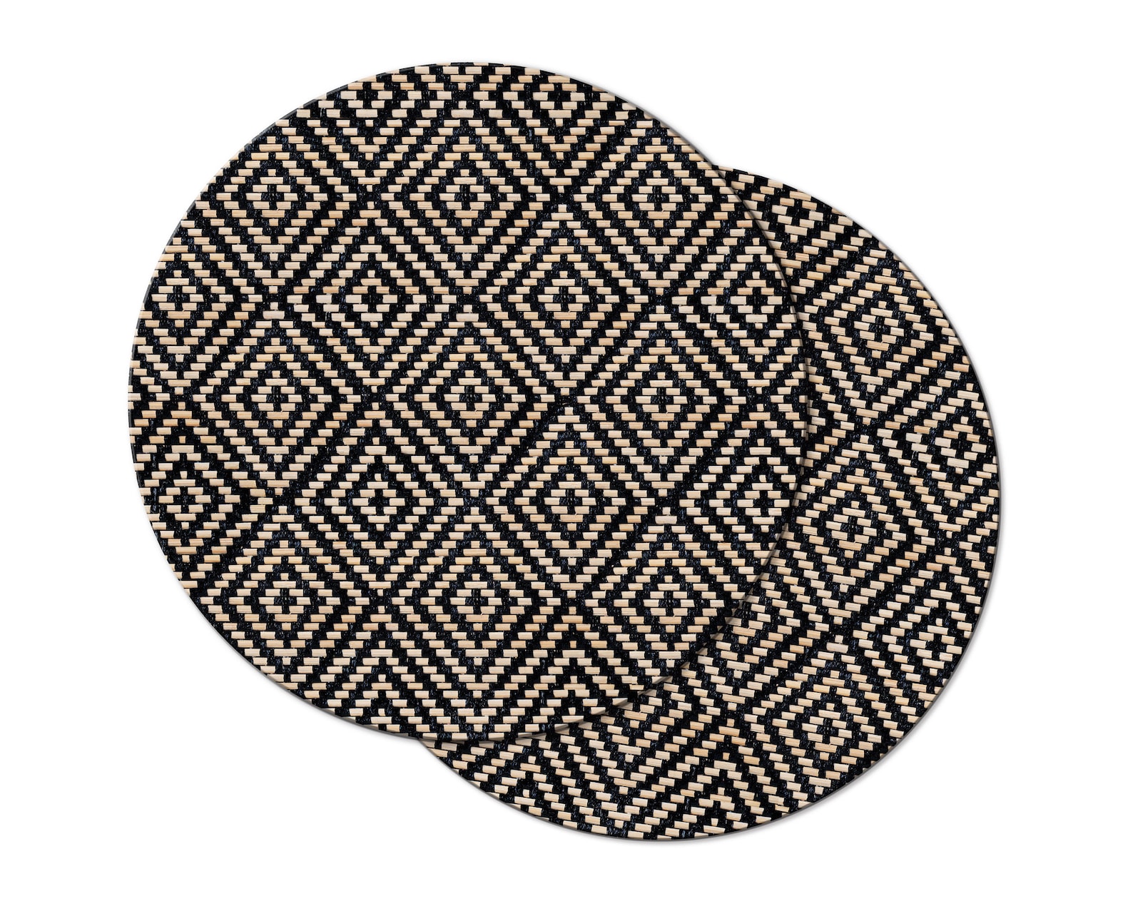 Faux Black Wicker Rattan Wedge Placemats for Round Tables Etsy