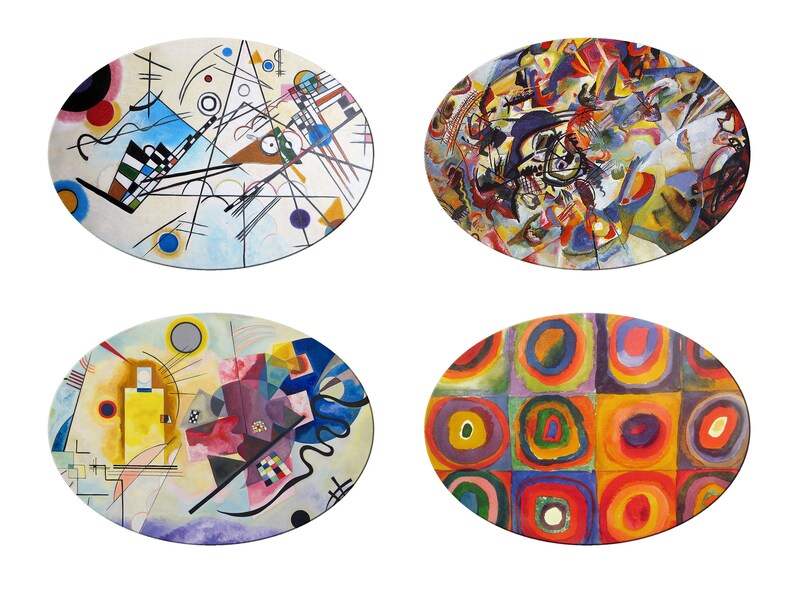Wassily Kandinsky Oval Placemats For Round Tables Burlap Etsy