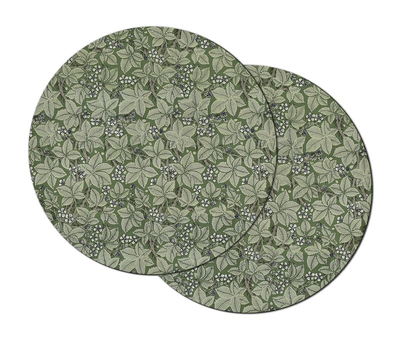 Green William Morris Bramble Wedge Oval Placemats for Round Etsy