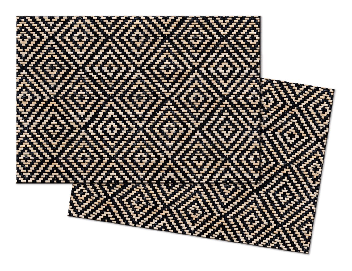 Faux Black Wicker Rattan Wedge Placemats for Round Tables Etsy