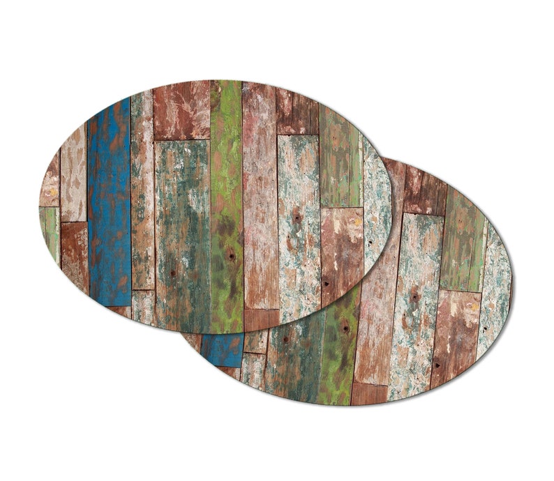 Distressed Wood Oval Round Placemat for Round Tables Tactile Etsy