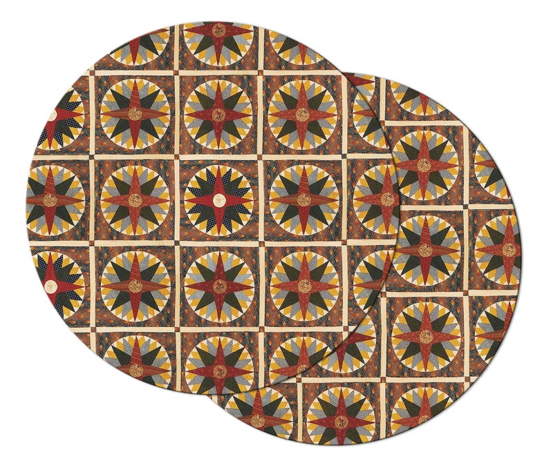 Brown Compass Motif Wedge Placemat for Round Tables Tactile Etsy