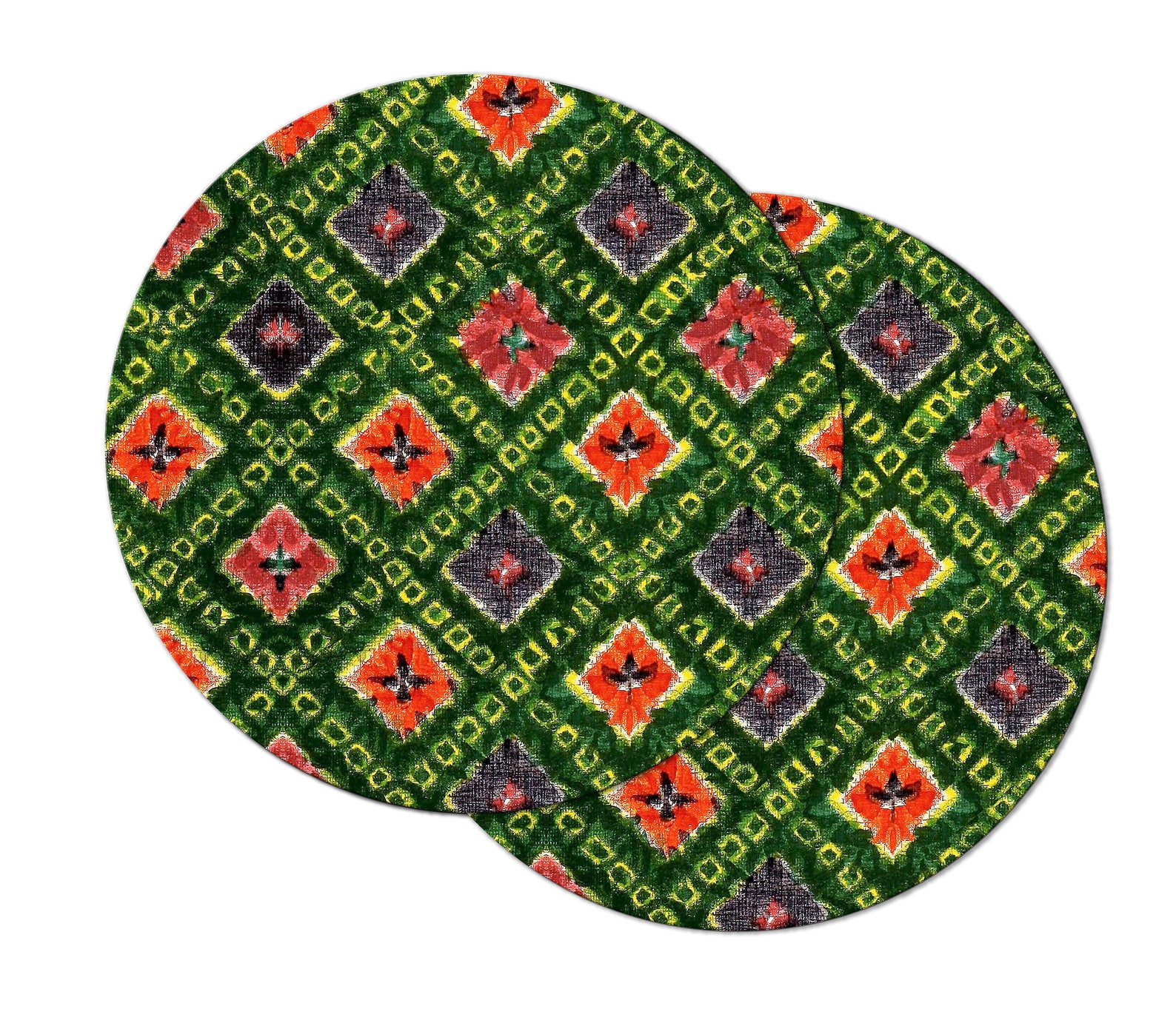 Green Batik Round Oval Placemats for Round Tables Tactile Etsy
