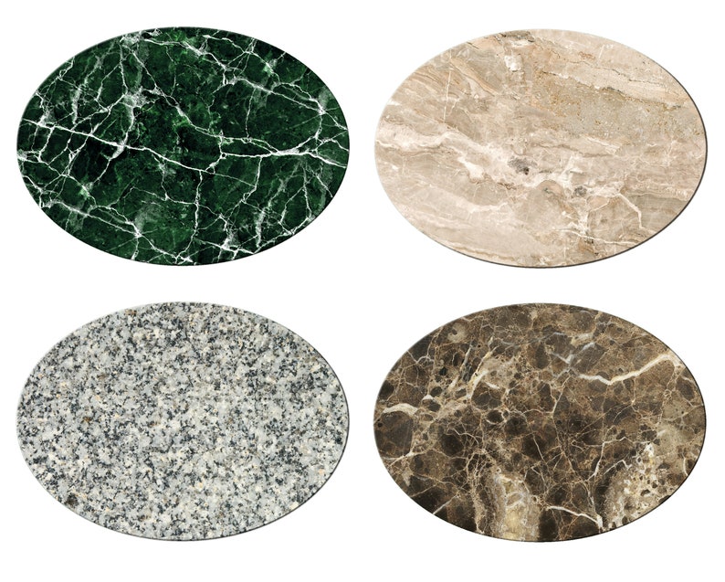 Faux Beige Marble Granite Round Oval Placemats for Round Etsy