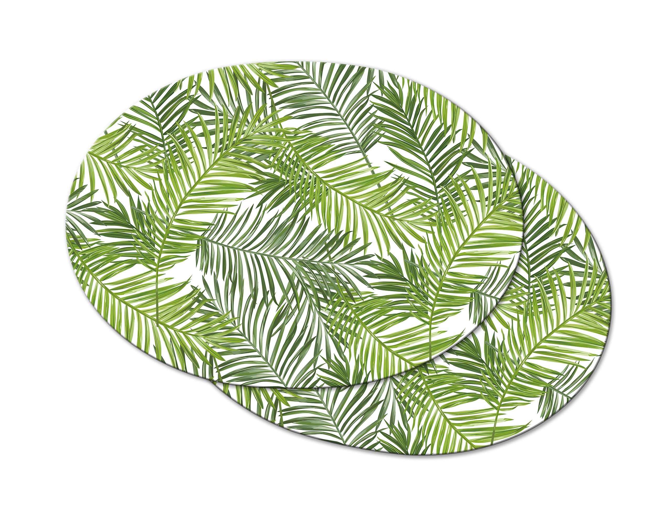 Tropical palm leaf Oval Round Placemats For Round Tables Etsy