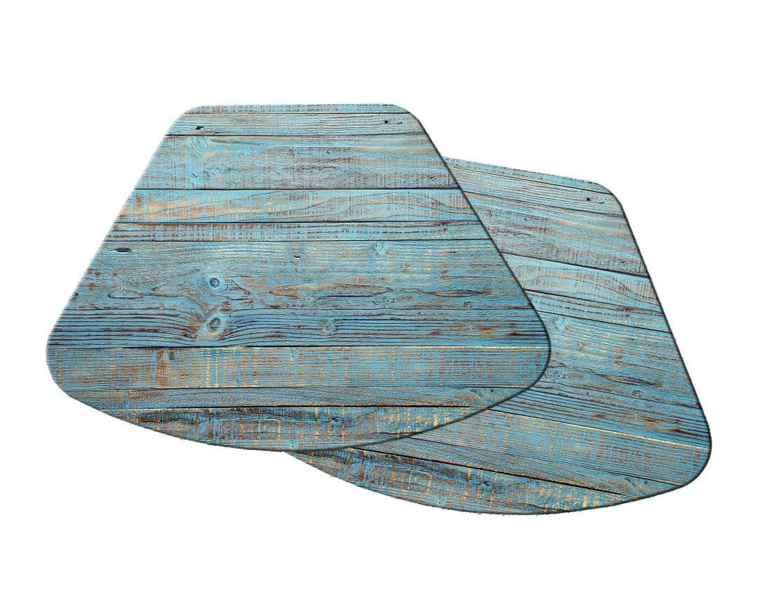 Distressed Teal Wood Wedge Placemats for Round Table Tactile Basket
